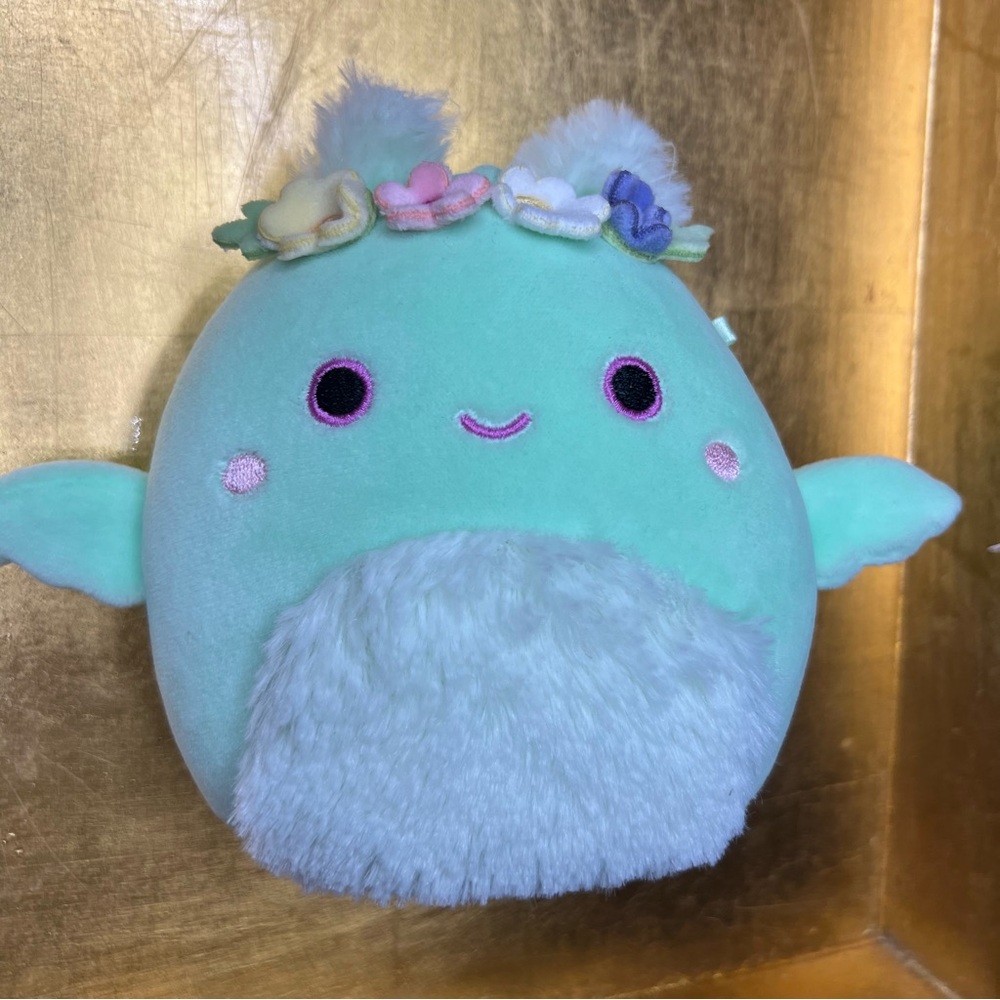Squishmallows Mothman spring bunny Tove mint Green Plush with Floral Headband